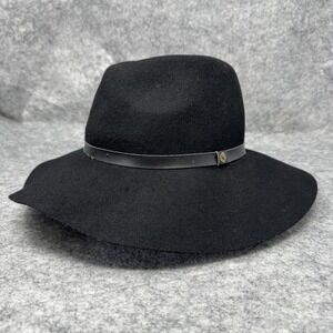 Eddie Bauer Wool Hat Womens Black Fedora Hobo S/M Gypsy Hippie